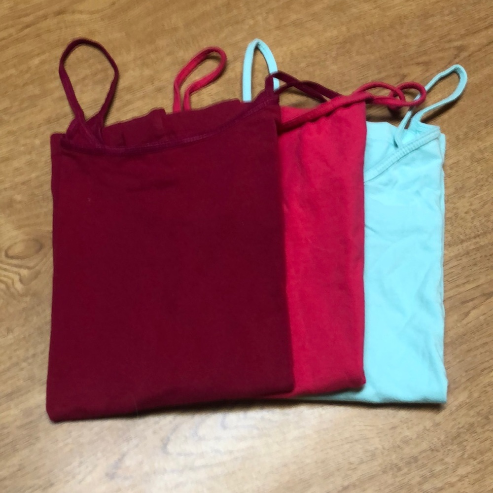Lot of three tank tops-dark red, bright red mint